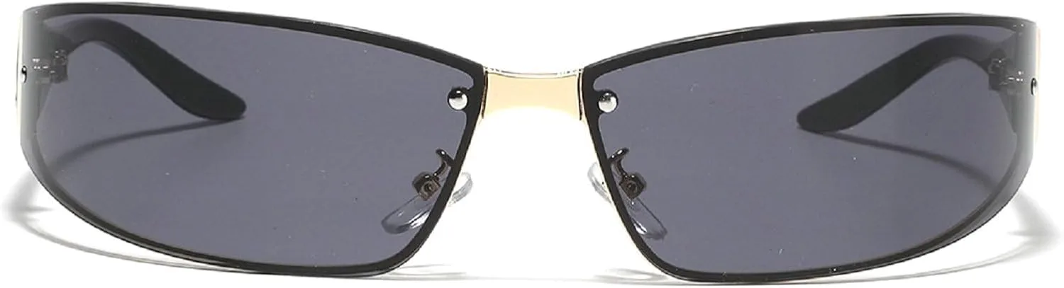 

Солнцезащитные очки Y2k для женщин, модные металлические очки Y2k, стильные солнцезащитные очки в стиле 2000-х, аксессуары для очков Y2k mincl, Gold&black