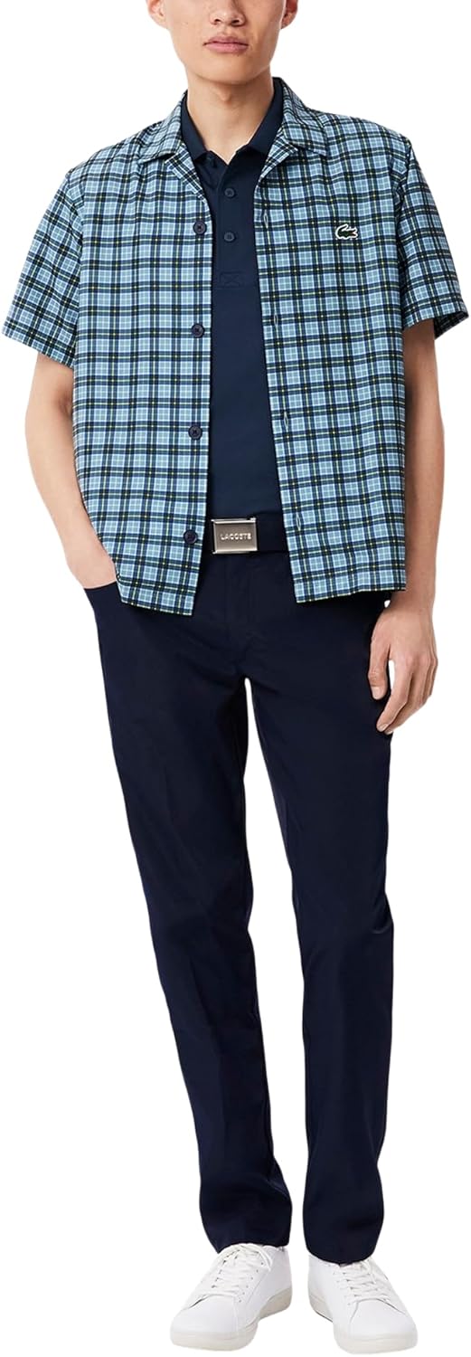 Поло Lacoste, мужское, спортивное, с защитой от ультрафиолета, темно-синее — фото 4