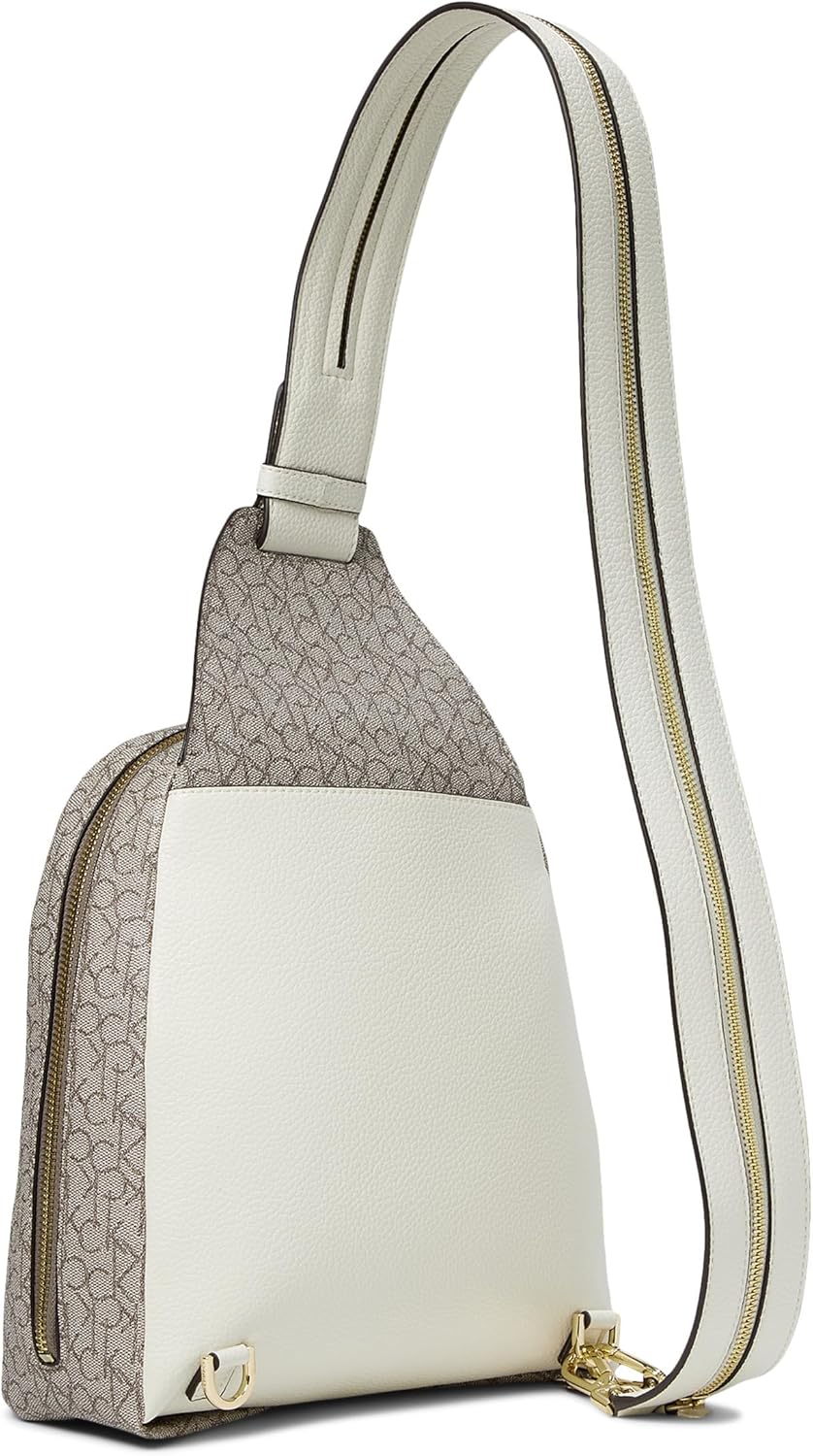 

Calvin Klein, женский, рюкзак Mia Signature, цвет: миндаль/серо-коричневый/белый, размер средний, Almond/Taupe/White