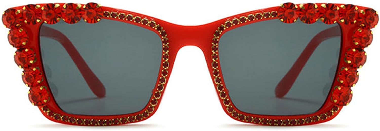 

Солнцезащитные очки Willochra Luxury с квадратной оправой и стразами, женские, в форме «кошачьего глаза», с бриллиантами, конфетного цвета, женские солнцезащитные очки, Red