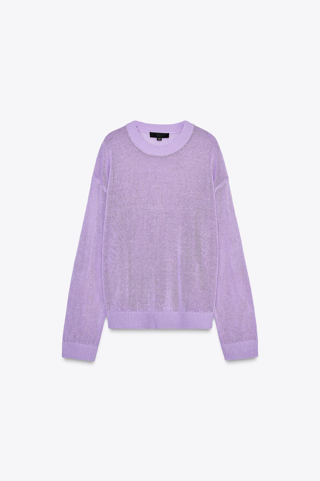 

Прямой свитер однотонной вязки ZARA, цвет Lilac