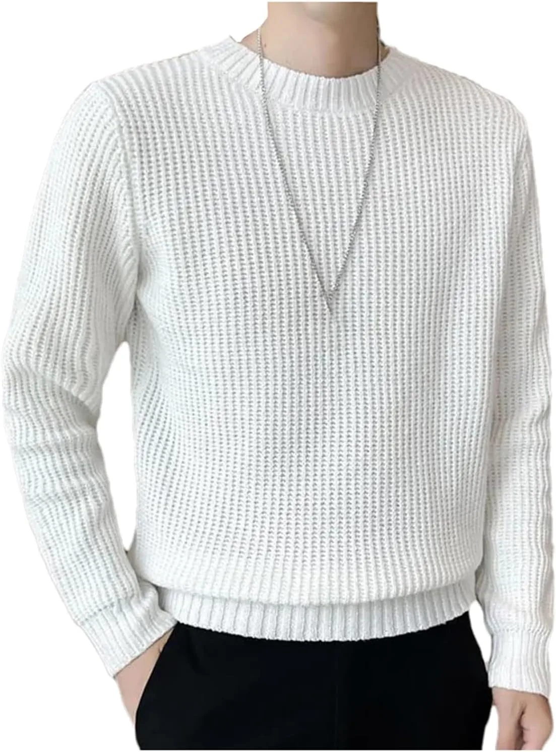 

Мужской свитер-пуловер с длинным рукавом