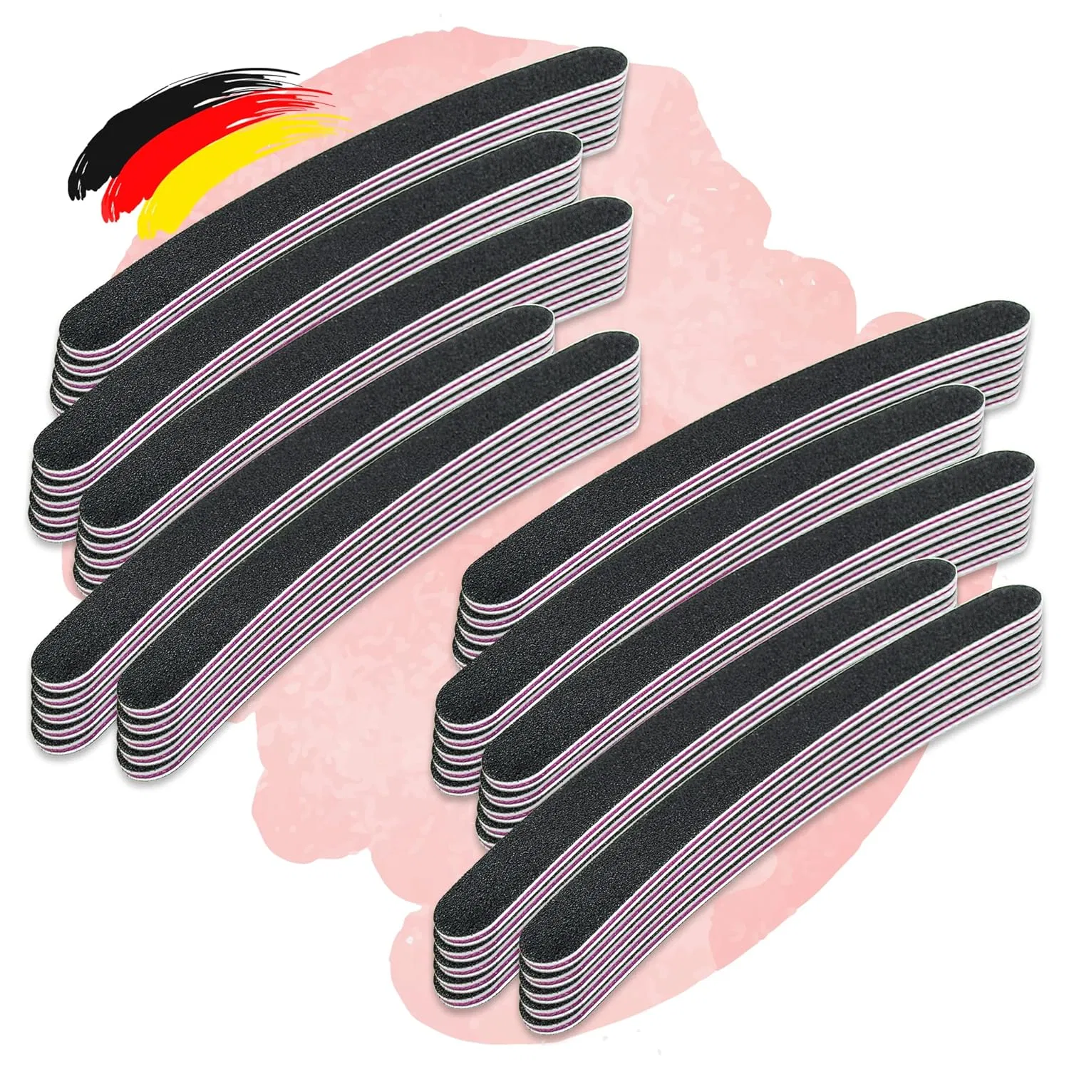 Набор профессиональных пилок для ногтей 100/180 Black Curved, 50 шт. Nd24 Naildesign, Black