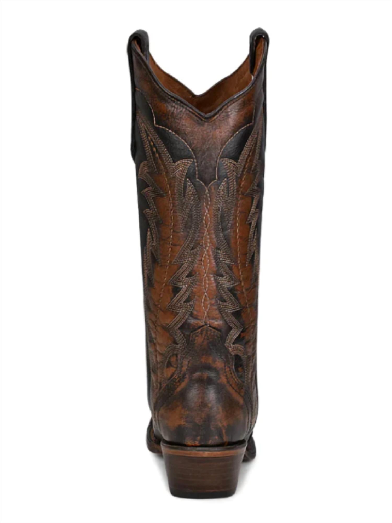 Женские ботинки Triad Western Boots с зауженным носком коричневого/бежевого цвета Circle G — фото 3