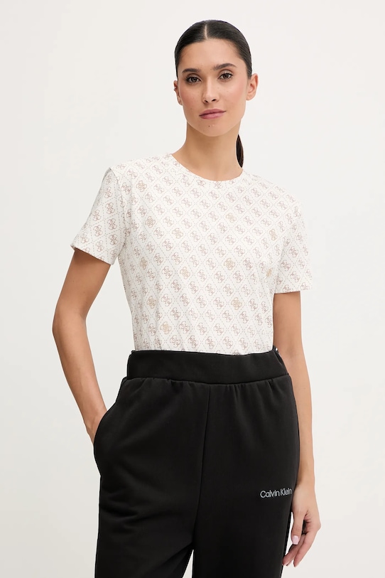 

Хлопковая футболка rhombus Guess, бежевый