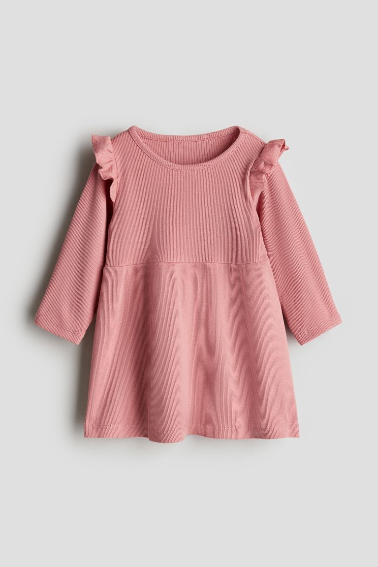 

Платье из хлопка в рубчик H&M, розовый