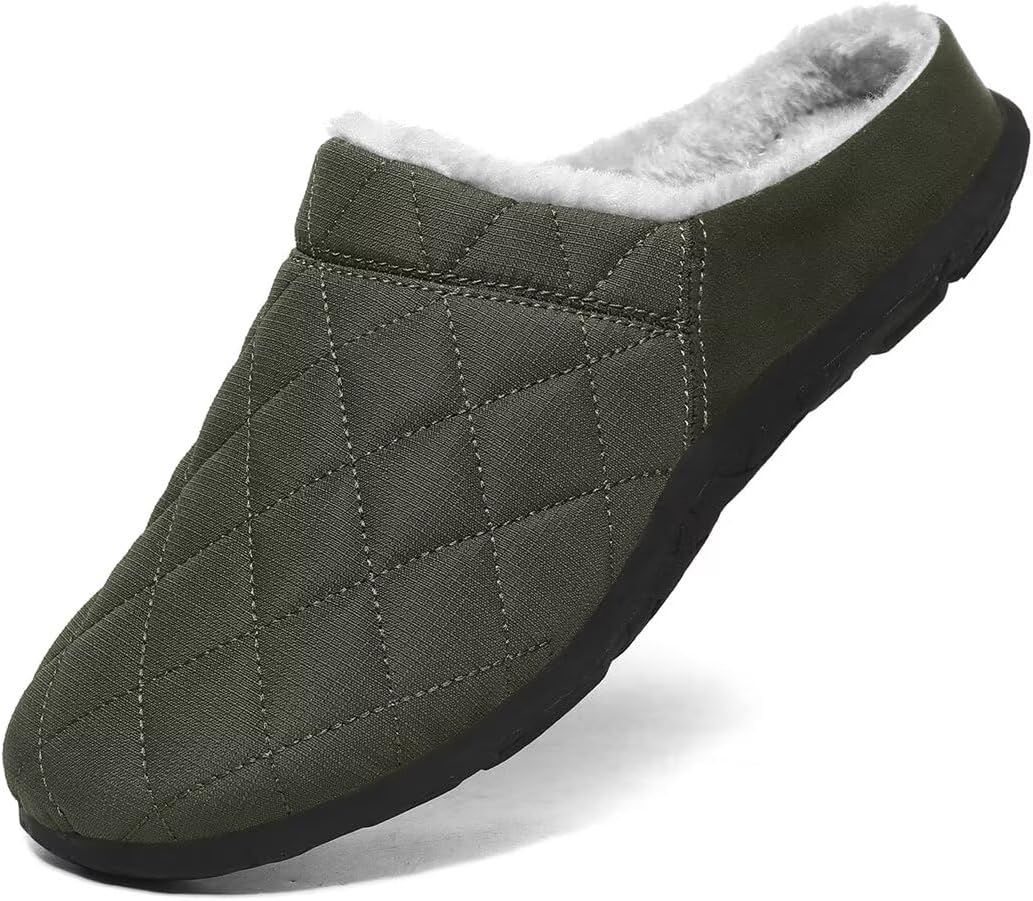 

Мужские облегченные зимние тапочки из искусственной кожи для дома Zonkacen, зеленый