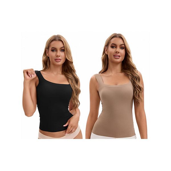 

2 упаковки женских маек u-back с встроенным бюстгальтером Inspire Chic, Black Coffee