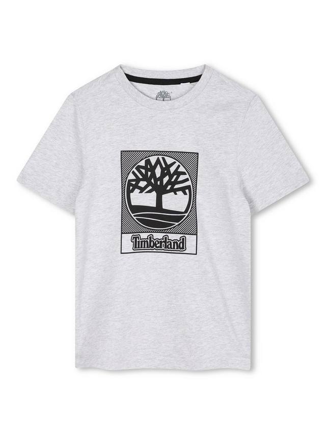 

Детская футболка с коротким рукавом Cotton Blend и логотипом Timberland, Chine Grey