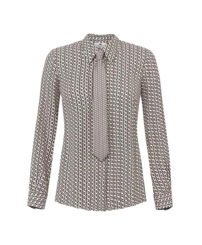 

Рубашка из набивной жоржетовой ткани с поясом. Elisabetta Franchi, мультиколор