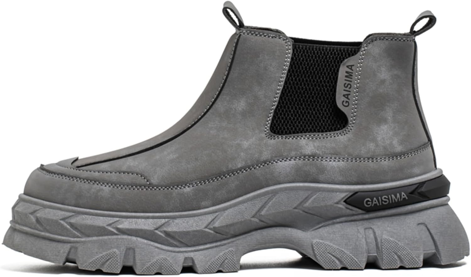 

Мужские кожаные челси на платформе, с легкой посадкой, удобные, с круглым носком, средней высоты, повседневные Yrzhgdl, серый