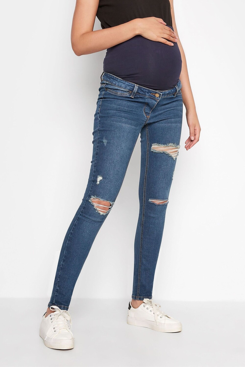 

Джинсы скинни с потертостями для беременных из эластичной ткани Ava Long Tall Sally, синий