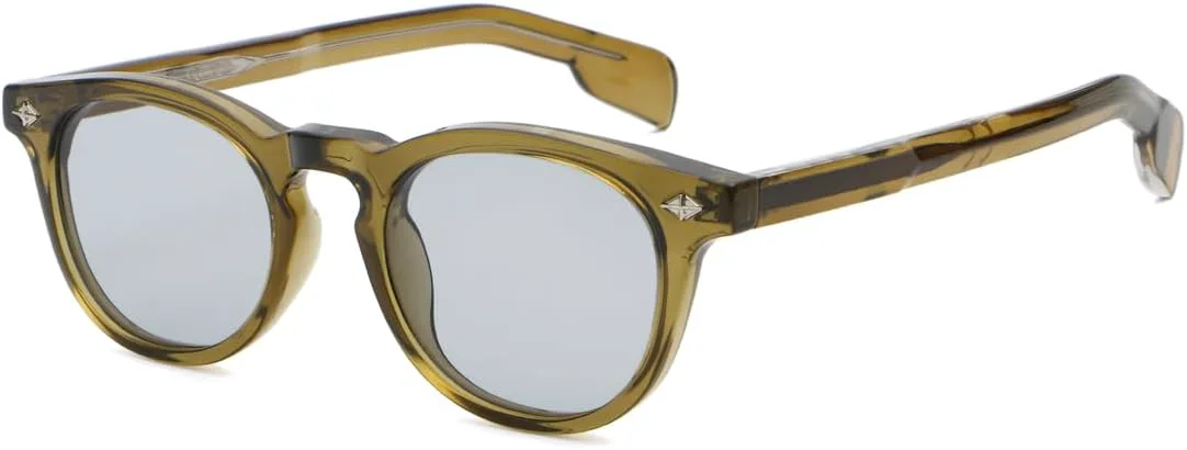 

Ретро солнцезащитные очки для мужчин и женщин с защитой от УФ-излучения UV400, оправа CP, ацетатные дужки, круглые солнцезащитные очки LIGOES, Green With Grey