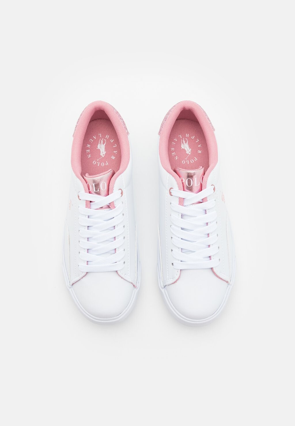 Низкие кроссовки Theron Polo Ralph Lauren, цвет white/light pink/glitter light pink — фото 4