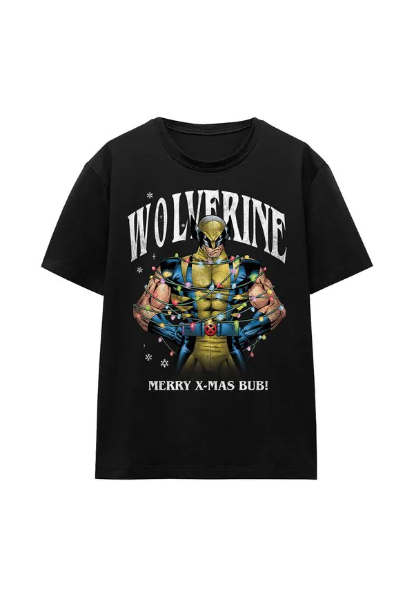 

Футболка с принтом росомахи и надписью "счастливого рождества" от marvel. Marvel, Black, Черный, Футболка с принтом росомахи и надписью "счастливого рождества" от marvel. Marvel, Black