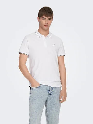 

Рубашка-поло ONLY & SONS "ONSFLETCHER SLIM SS POLO NOOS", белый