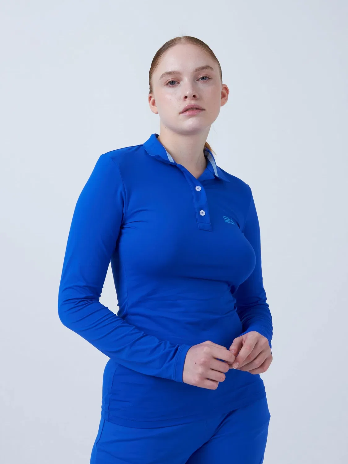 Спортивная рубашка-поло Sportkind Performance Shirt с длинным рукавом, цвет кобальтово-синий — фото 3