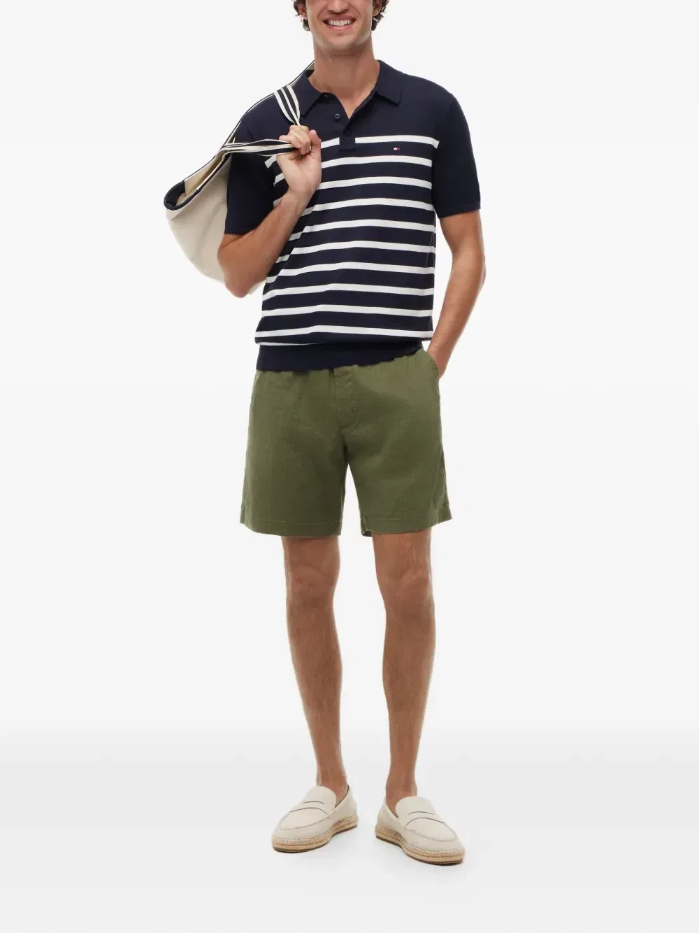 Шорты чинос изо льна с кулиской Dover Tommy Hilfiger, зеленый — фото 2
