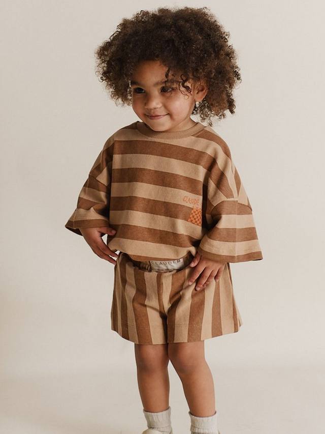 

Детская футболка в рябиновую полоску Claude & Co, цвет Brick Stripe