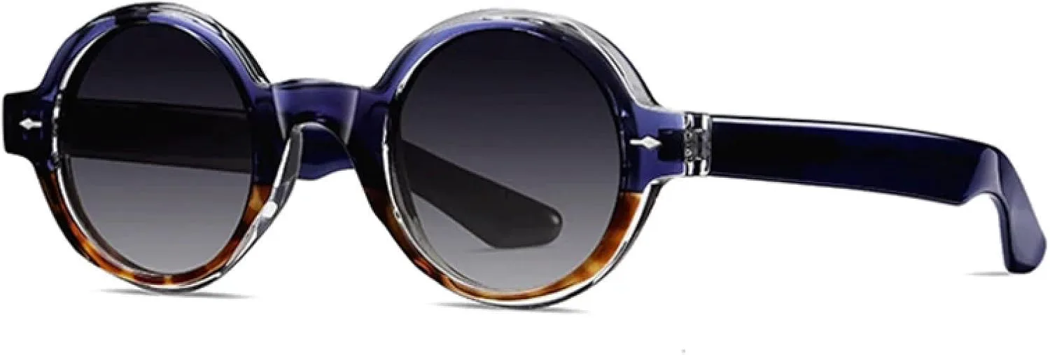 

Ретро круглые панк-солнцезащитные очки для мужчин, модные, прозрачные, с защитой от синего света, женские, роскошные, с заклепками, UV400 TYUVIVO, Blue Leopard Grey