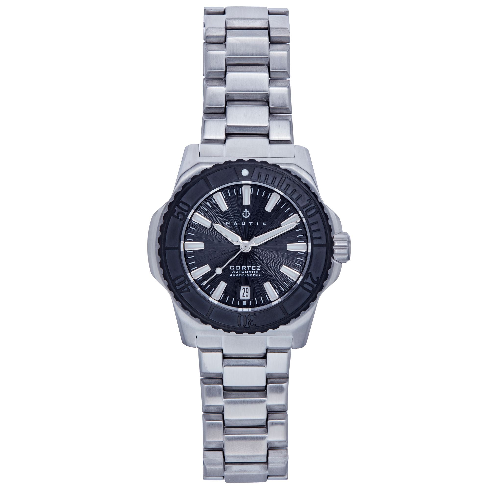 

Часы Cortez Automatic Bracelet Watch с датой - черные Nautis