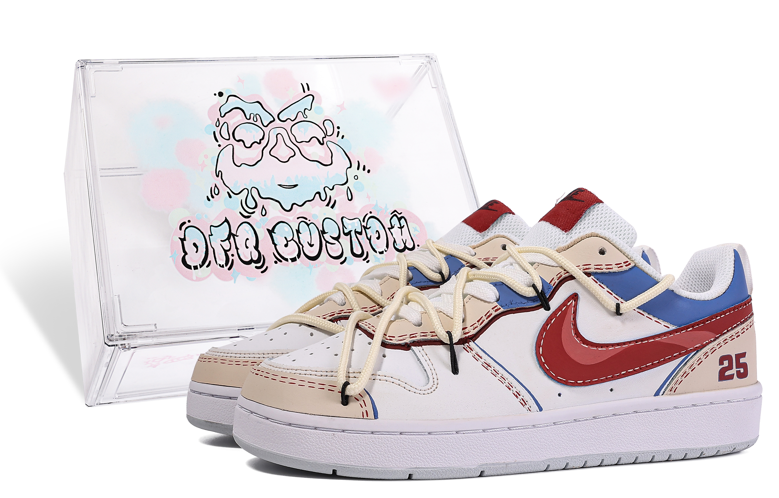 

Кроссовки Nike Court Borough Skateboard Shoes Women's Low-Top White Red/Blue