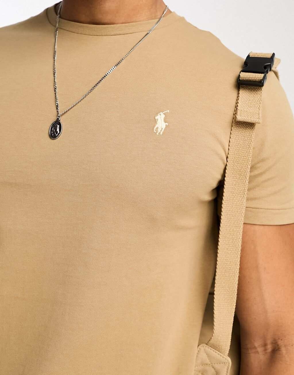 Светло-коричневая футболка с логотипом Polo Ralph Lauren — фото 4