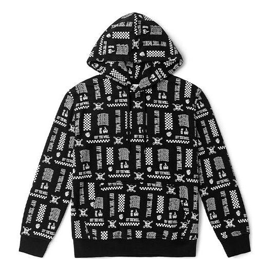 

Толстовка printed long sleeve hoodie 'black white' Vans, черный