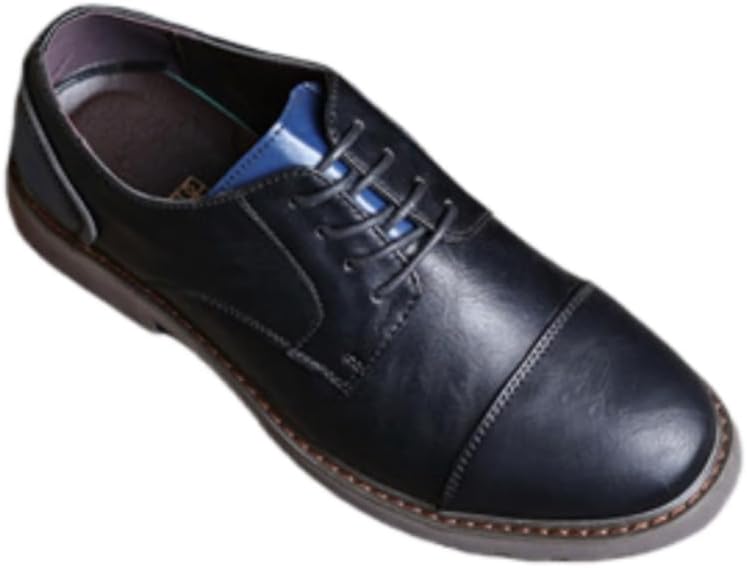 

Мужские кожаные туфли большого размера - повседневные деловые оксфорды с прочностью рабочей обуви для улицы Hoalox, черный