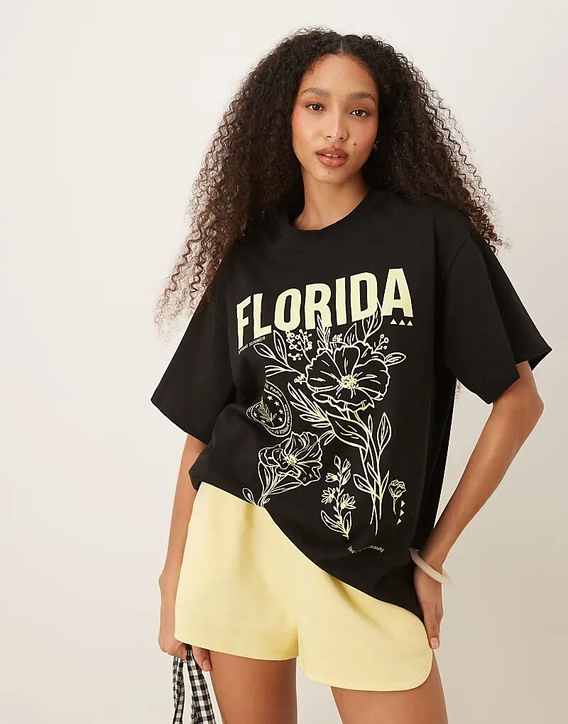 

Футболка свободного кроя ASOS DESIGN с принтом Флориды черного цвета