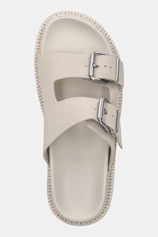 Замшевые шлепанцы Double strap sandal suede Tommy Jeans, бежевый — фото 4