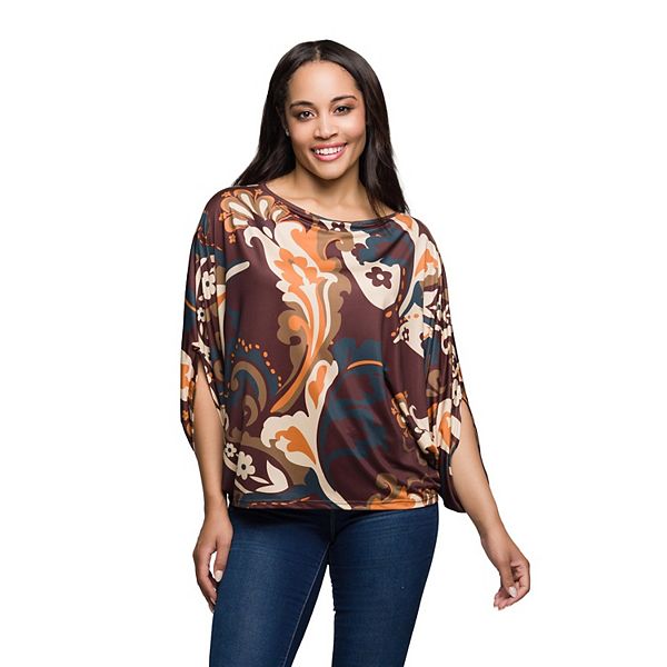 

Женский топ с рукавом долман в принте пейсли 24Seven Comfort Apparel