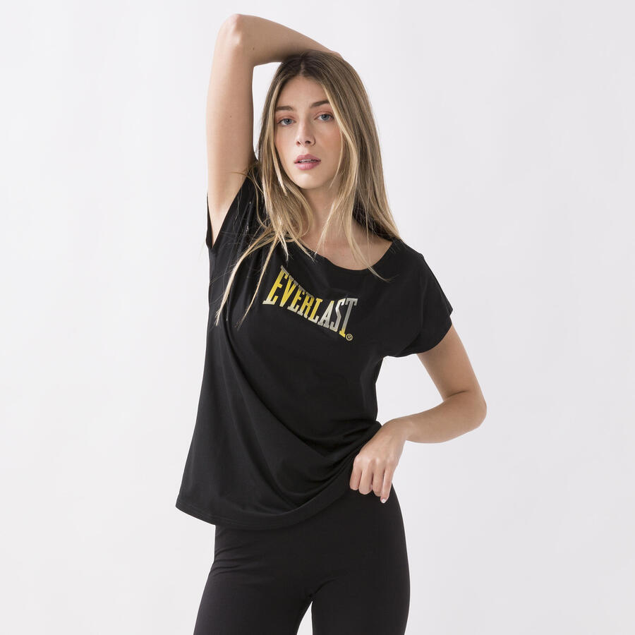 

EVERLAST Футболка в спортивном стиле, выполненная из трикотажного модала стрейч черного цвета, хлопка, модала, эластичной ткани