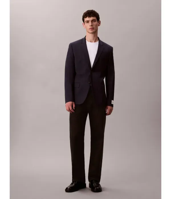Элегантный шерстяной жакет slim fit Calvin Klein, темно-синий — фото 2