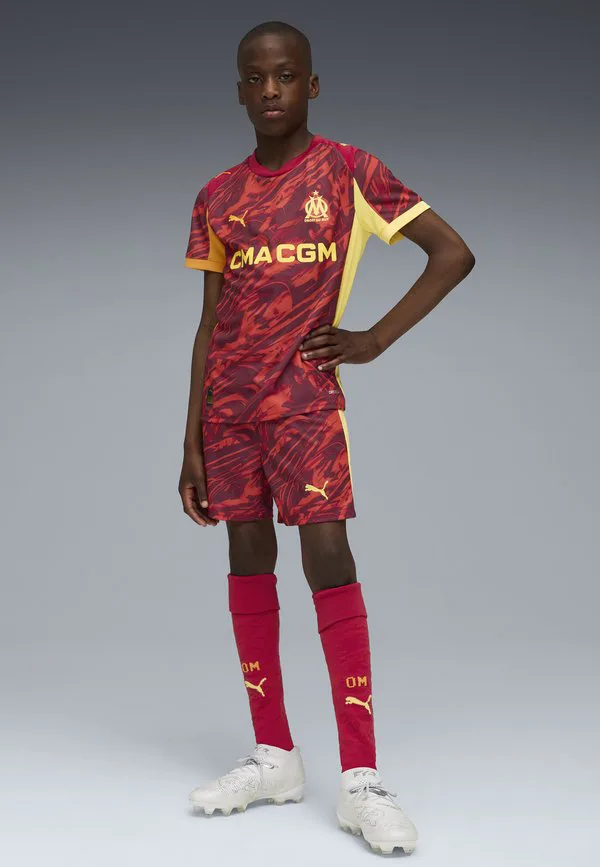 Спортивные шорты olympique de marseille 25/26 Puma, Dark Crimson-Sunny Yellow-Dark Poppy