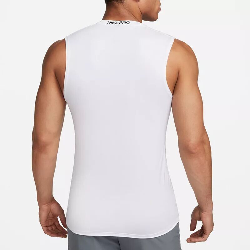 Мужская тонкая футболка для фитнеса без рукавов Nike Pro Dri-FIT, белый — фото 3