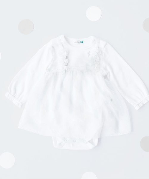 Комплект KP из шифоновой туники и комбинезона с цветочным мотивом, Off white