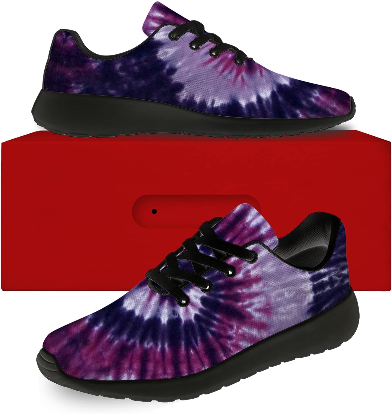 Кроссовки Horethy Tie Dye для женщин и мужчин, беговые кроссовки, женские и мужские прогулочные, теннисные кроссовки, удобные спортивные кроссовки для джоггинга, подарки, черный — фото 2