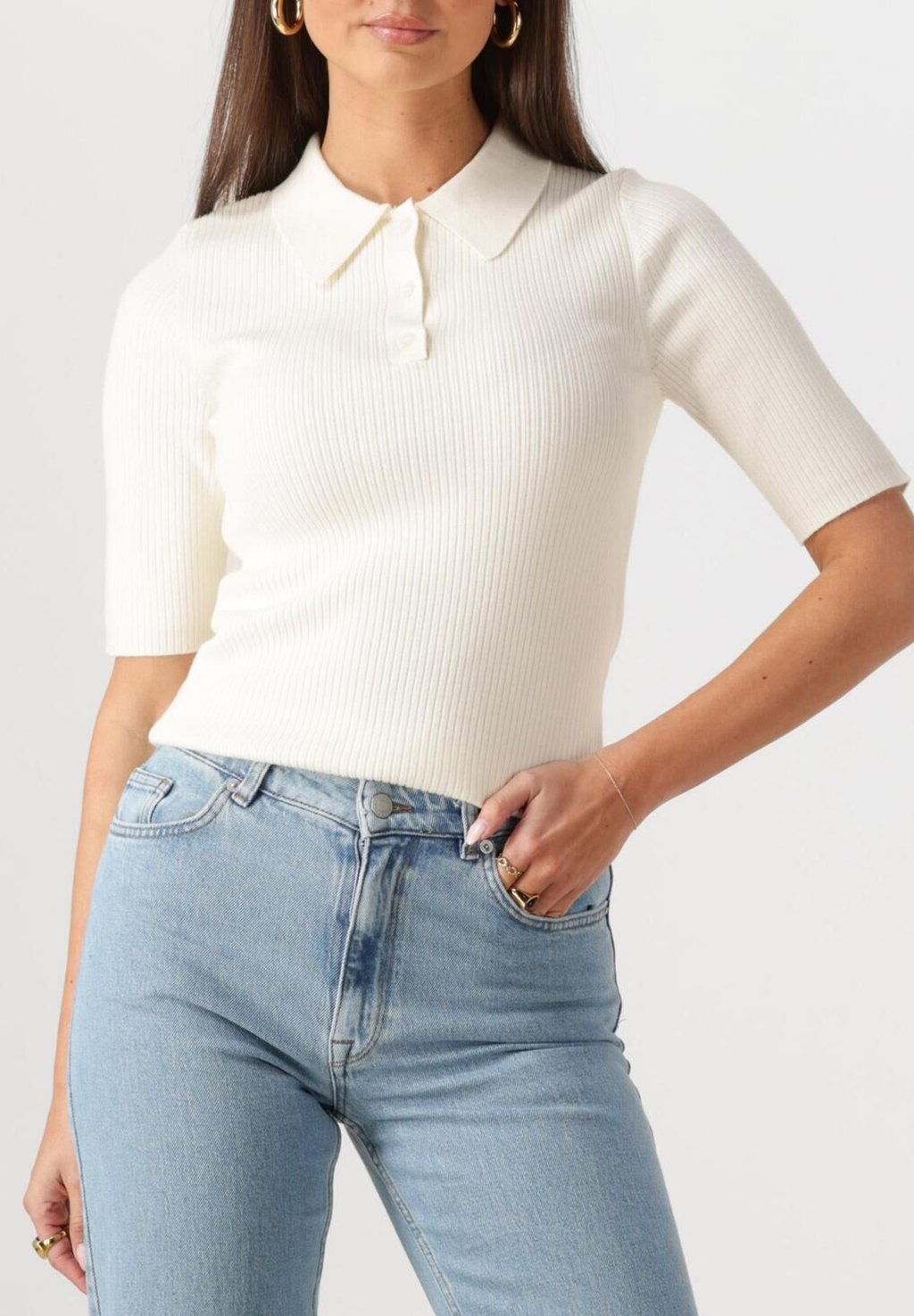 

Рубашка поло HELEN COLLAR Selected Femme, кремовый