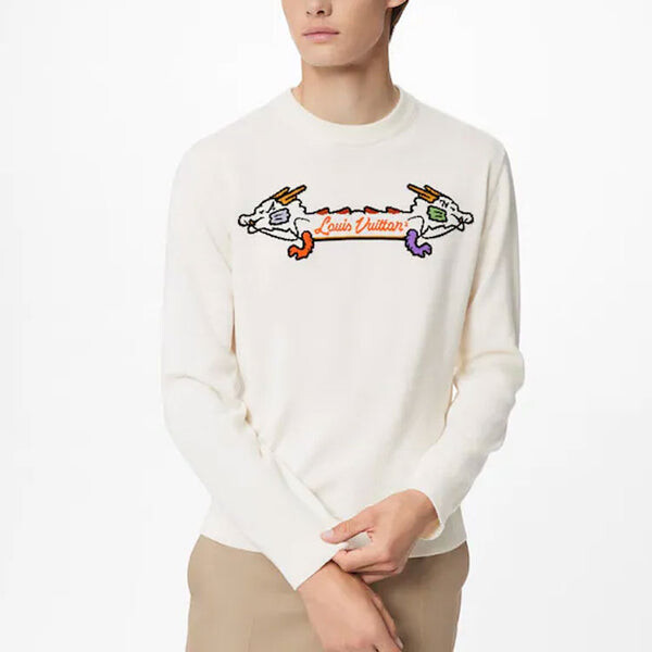 Толстовка men's x nigo2 crossover lv2 ss22 dragon cartoon printing pullover white Louis Vuitton, белый — фото 3