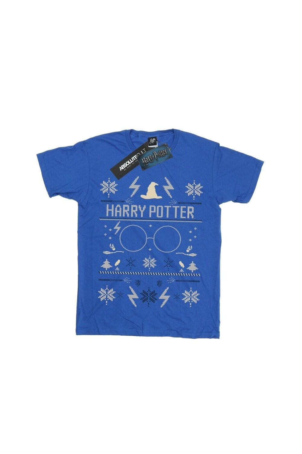 Хлопковая футболка с рождественским узором Harry Potter, синий — фото 2