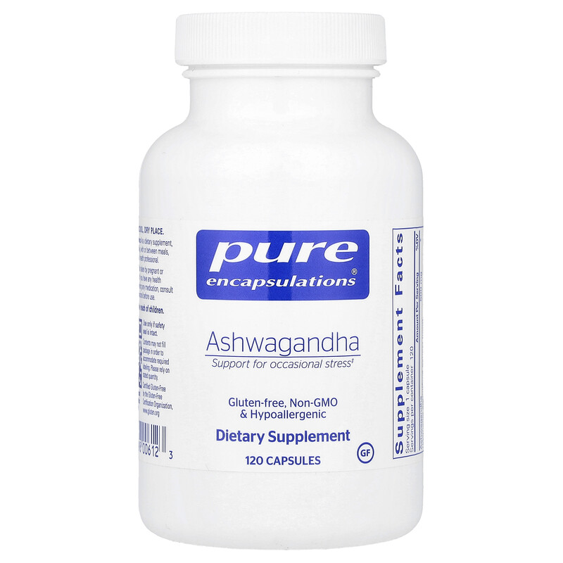 

Pure Encapsulations, Ашваганда, 500 мг, 120 капсул