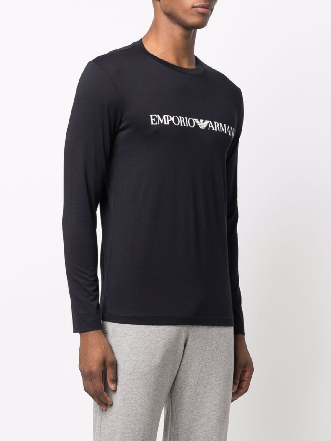

Emporio Armani топ с длинными рукавами и логотипом, синий