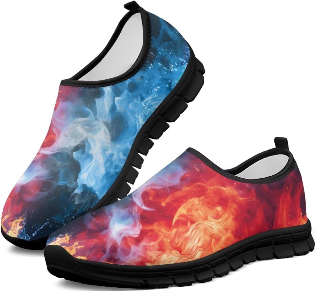

Кроссовки Hresuewn для мужчин, удобные, дышащие, легкие, повседневные и вечерние туфли для мужчин, комфортная обувь для ходьбы, Colorful Fire Pattern