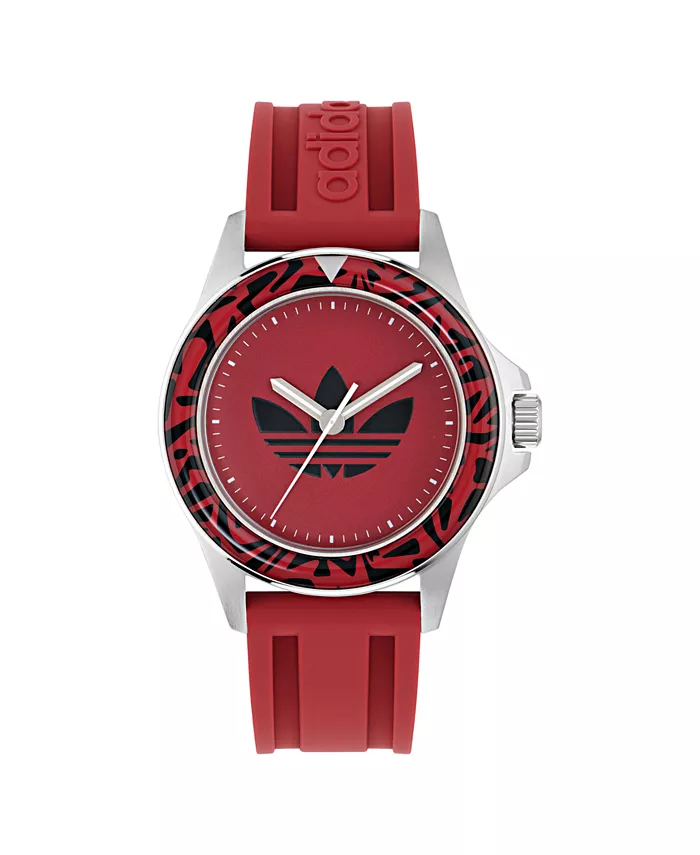 

Унисекс аналоговые красные силиконовые часы, 44 мм adidas