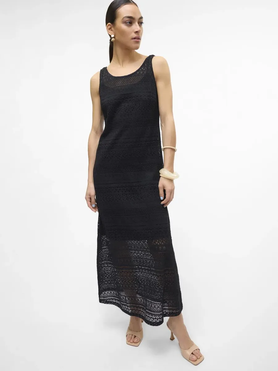 

Кружевное платье Vero Moda "VMHONEY LACE SL 7/8 DRESS WVN", черный
