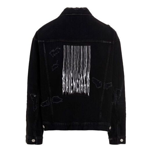 

Куртка barcode destroyed denim jacket 'black' Balenciaga, черный