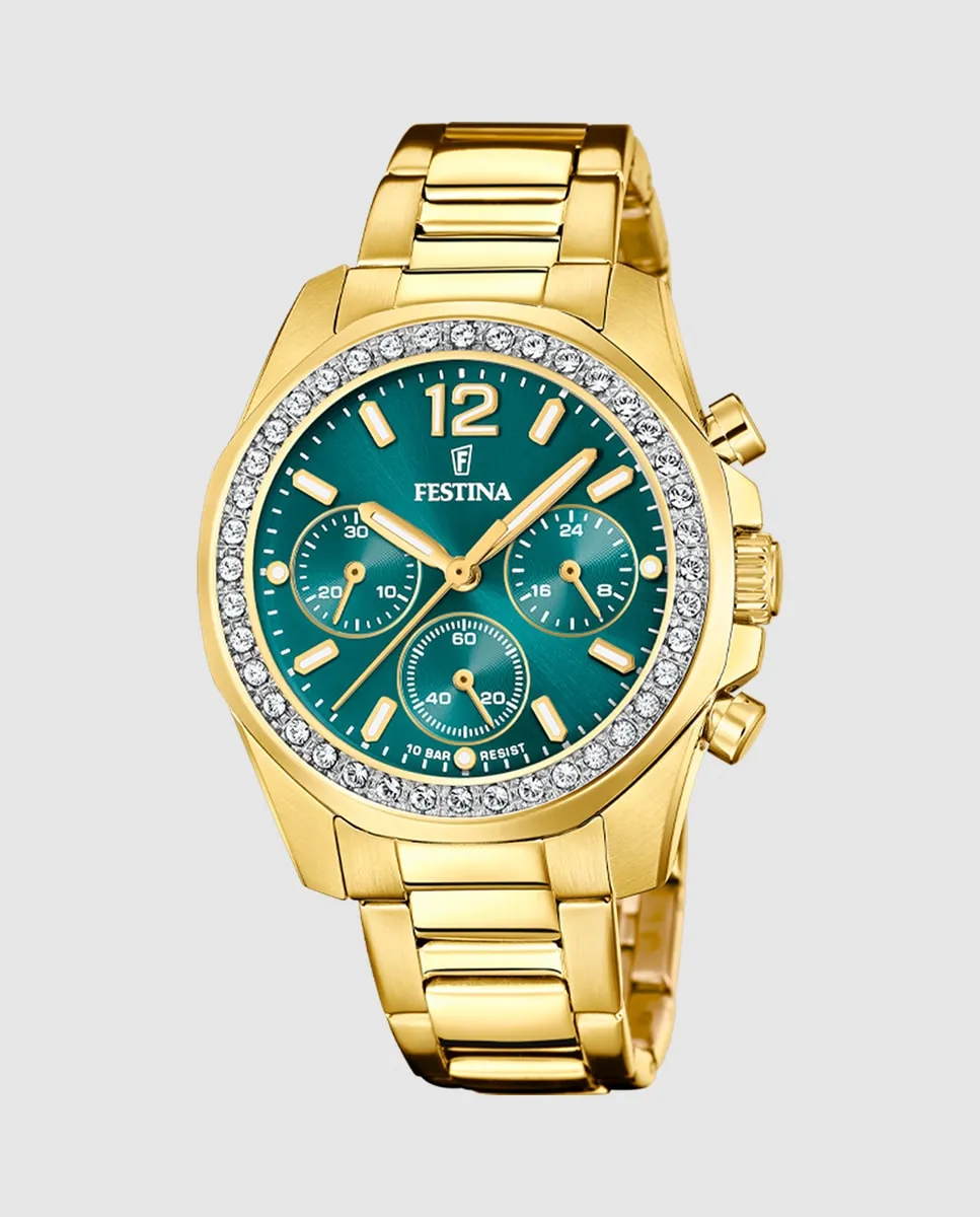 

F20609/6 Женские часы Boyfriend Rainbow в корпусе из золотистой стали Festina, золото