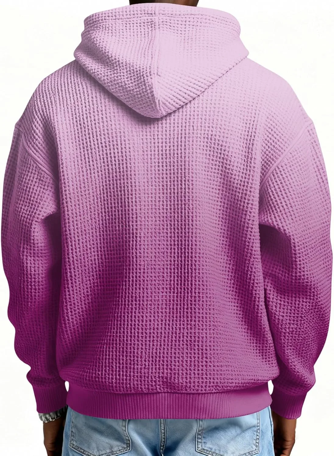 Толстовка Quarter Zip Waffle с капюшоном для мужчин, Oversized, Gradient — фото 3