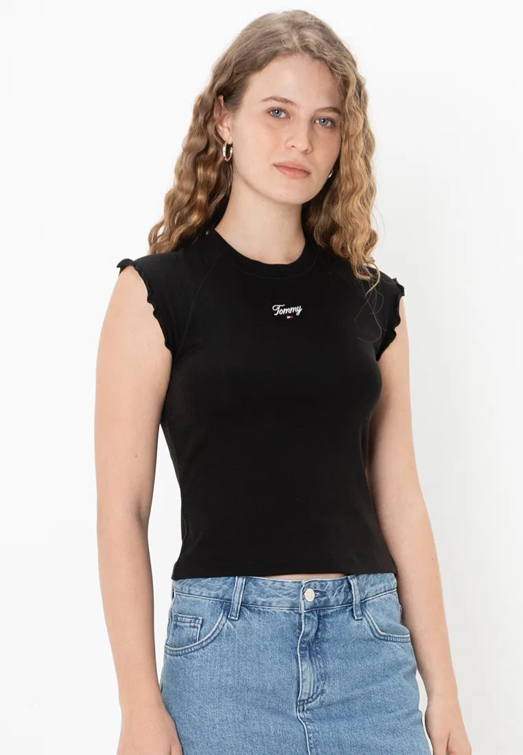 Футболка без рукавов, Slim Script Tee, Tommy Jeans Tommy Hilfiger, черный